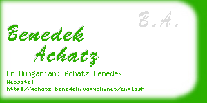 benedek achatz business card